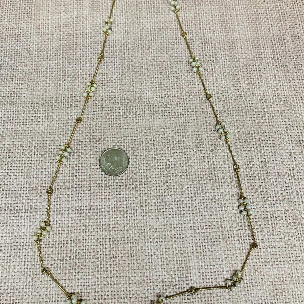 VTG Avon Gold Stick Link Pearl Cluster Station Necklace‎